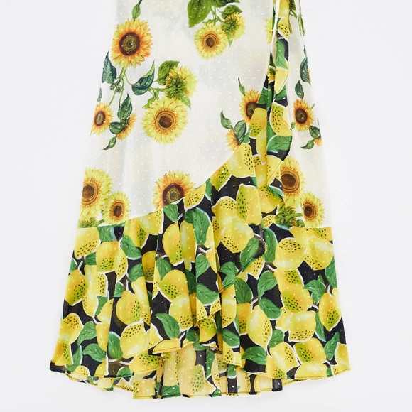 Farm Rio Mixed Print Sunflower Linen Wrap Skirt - Picture 3 of 6